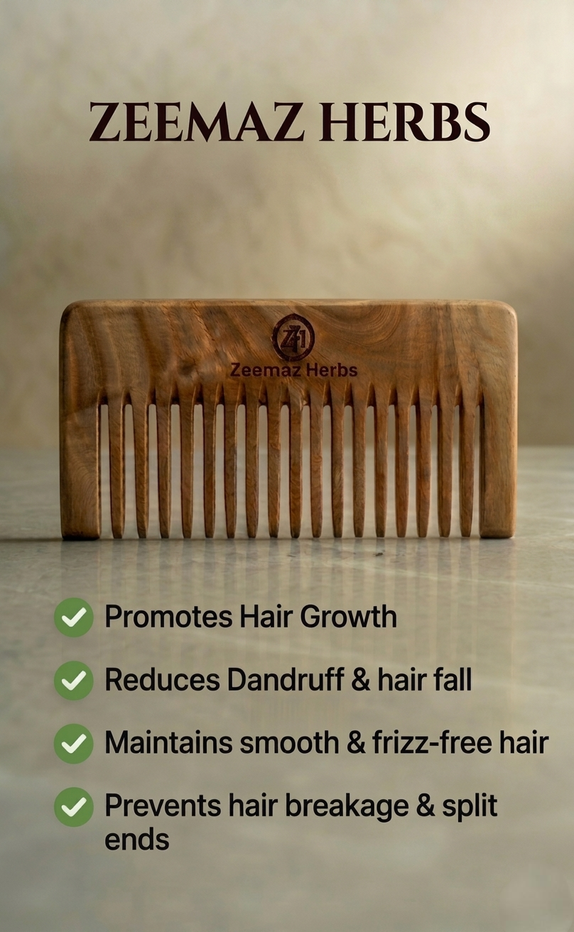 Zeemaz Herbs Neem Wooden Comb – Natural Hair Care Essential