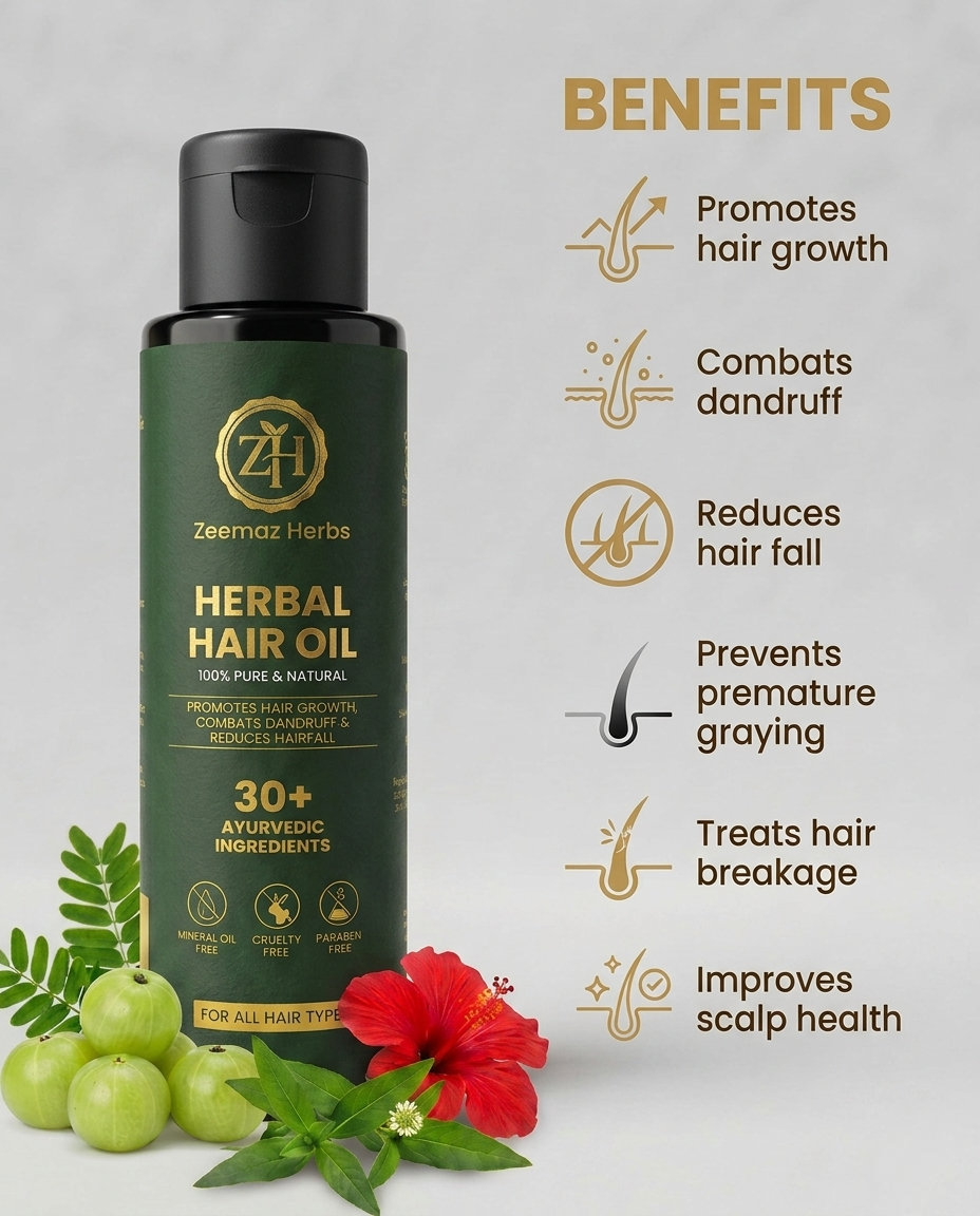 Zeemaz Herbs Herbal Hair Oil – 100% Pure & Natural (100ml)