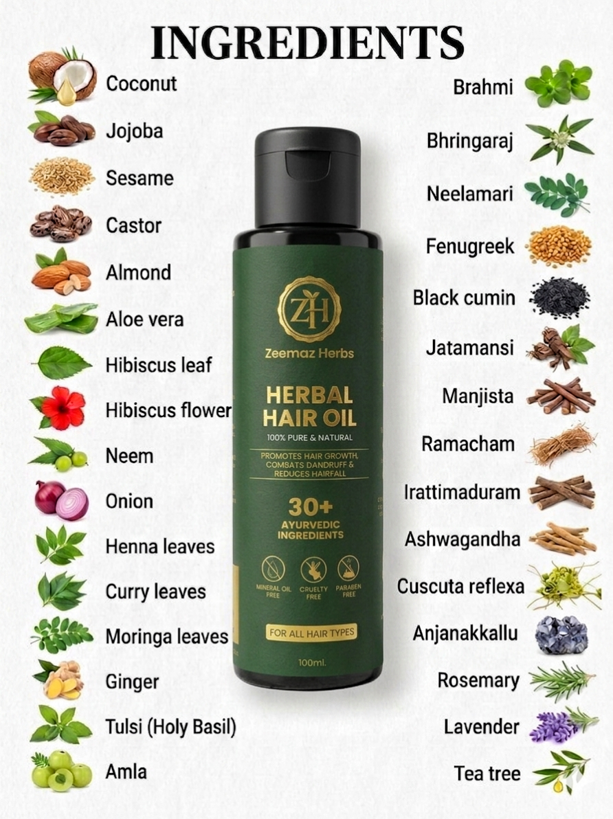 Zeemaz Herbs Herbal Hair Oil – 100% Pure & Natural (100ml)